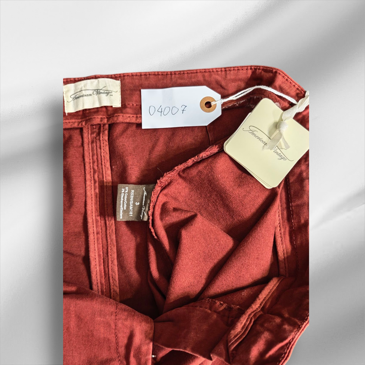 Américain Vintage – Pantalon slim rouge brique