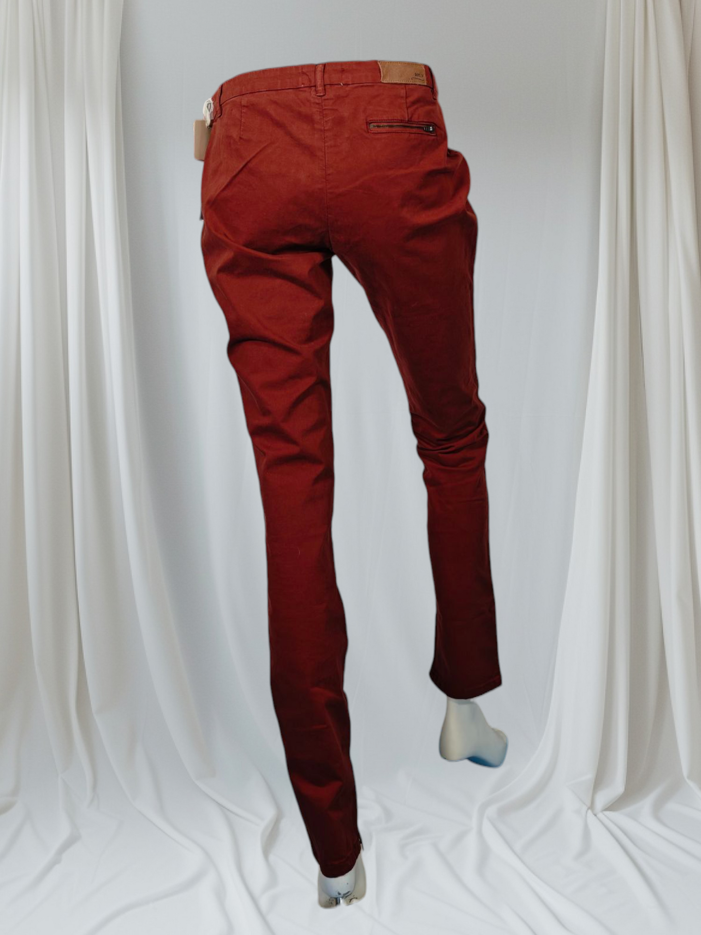 Américain Vintage – Pantalon slim rouge brique