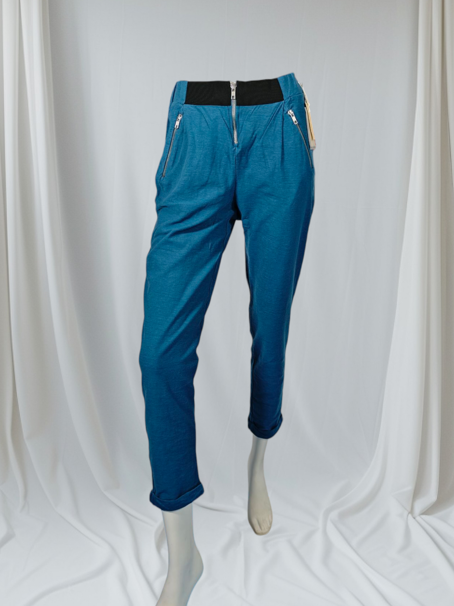 Américain Vintage – Pantalon casual à taille élastique et zip
