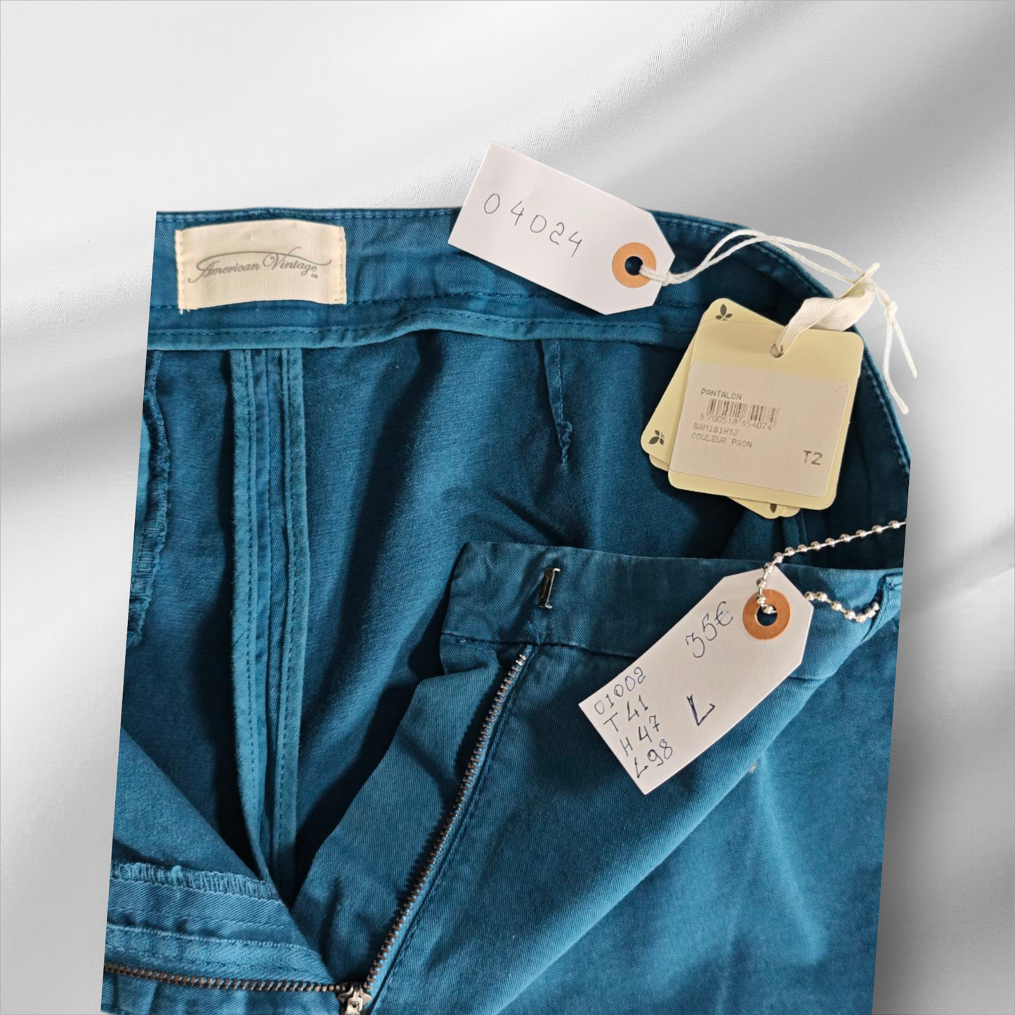 Américain Vintage – Pantalon ajusté bleu pétrole