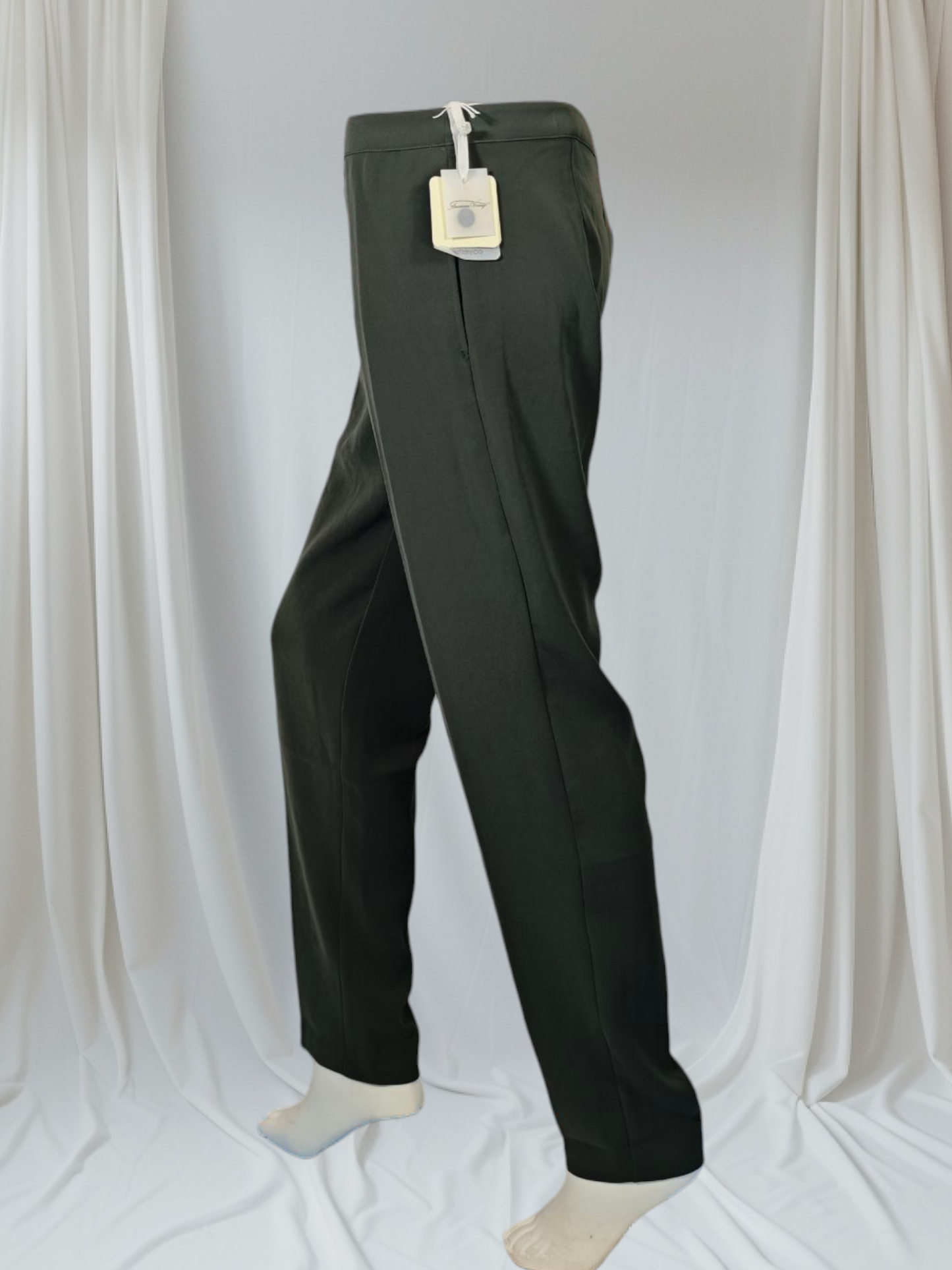 Américain Vintage – Pantalon droit fluide vert foncé