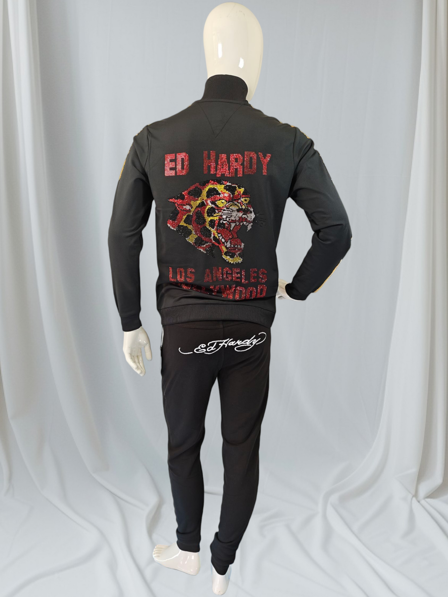 Ed Hardy – Ensemble “Cheetah Crystal Track Top & Till Death Jogger”