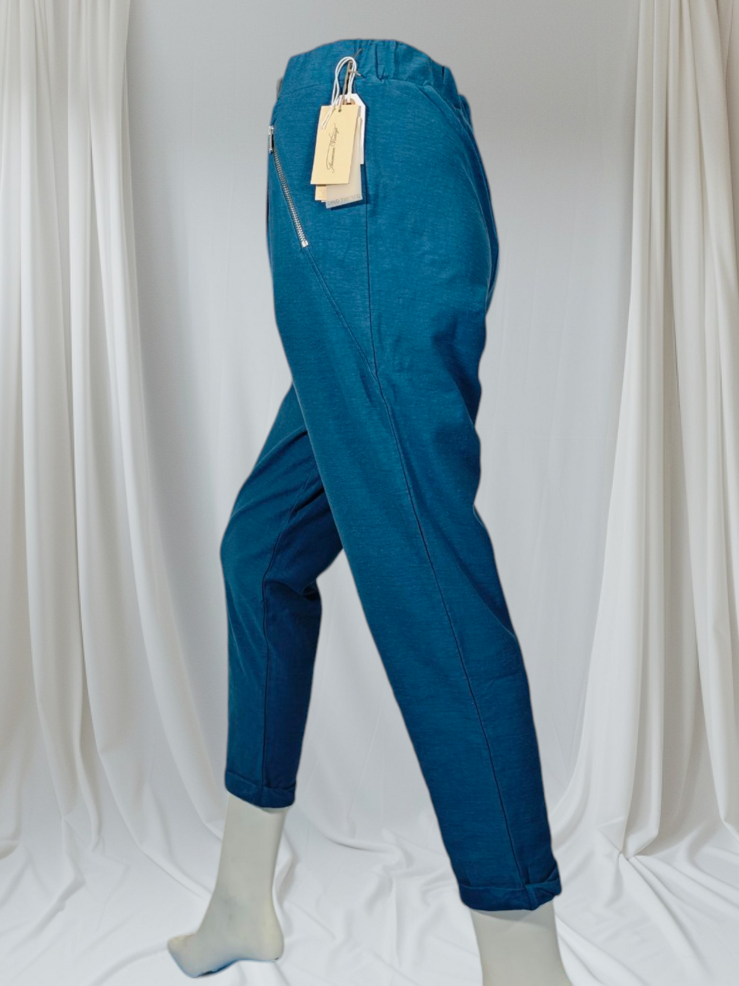 Américain Vintage – Pantalon casual à taille élastique et zip