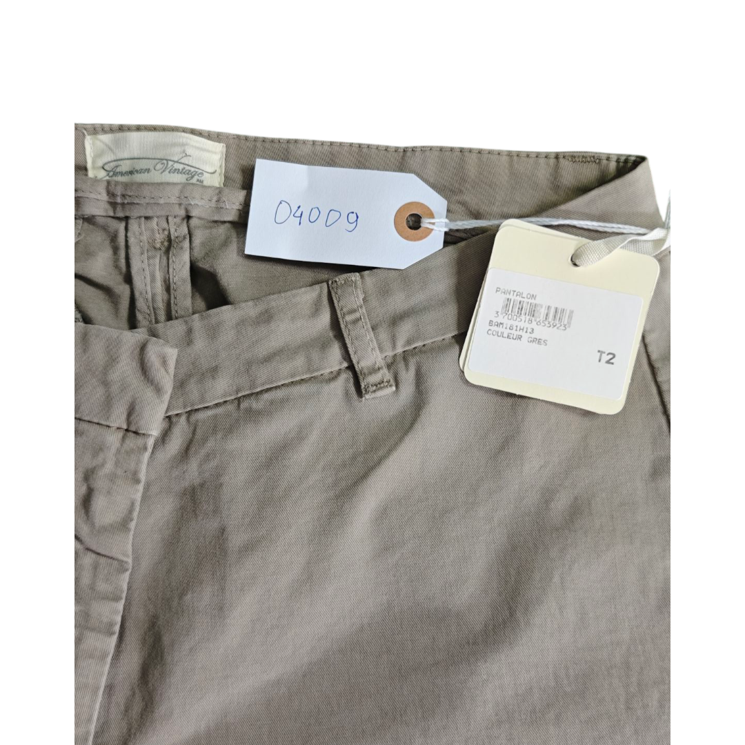 Américain Vintage – Pantalon ajusté gris taupe