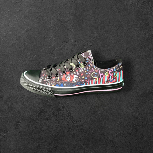 Sneakers Graphiques Noires – Multicolores