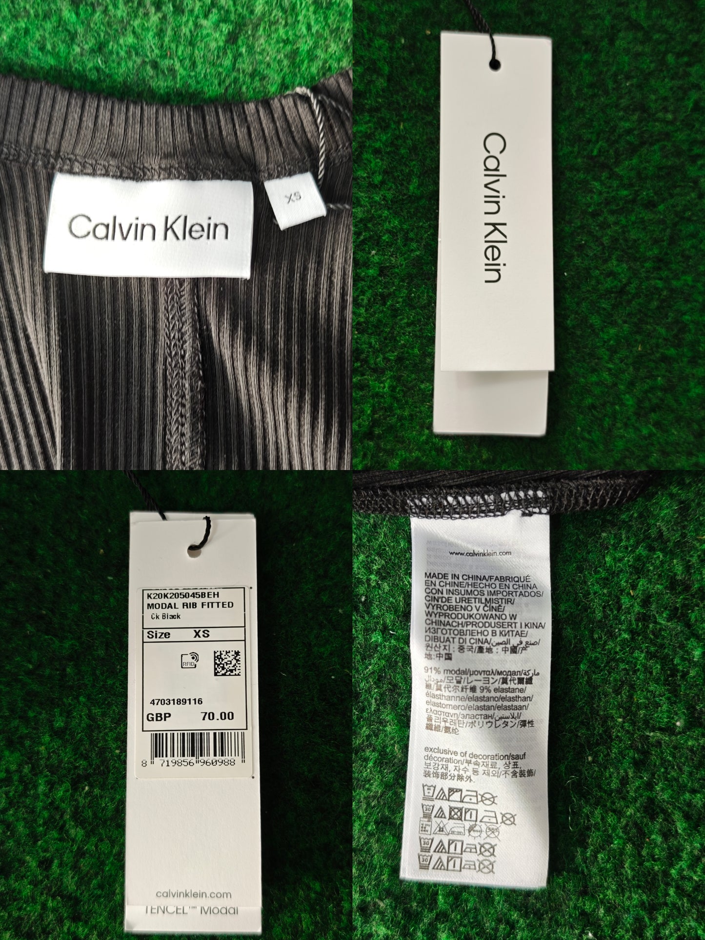 Calvin Klein – Débardeur côtelé noir en modal