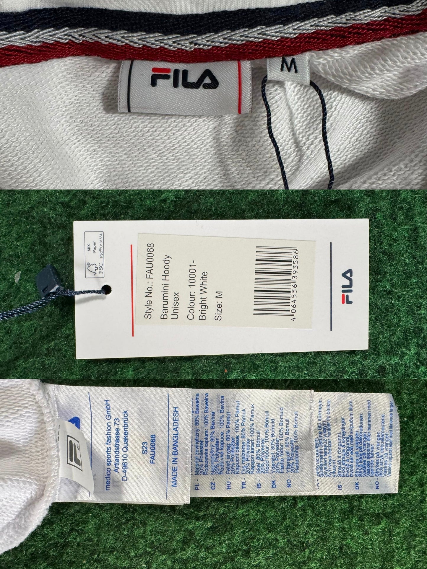 Fila – Sweat à capuche unisexe “Bright White”