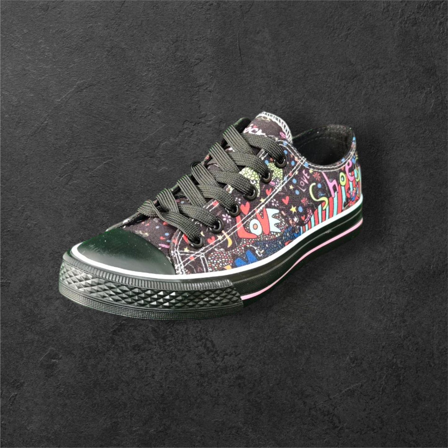 Sneakers Graphiques Noires – Multicolores