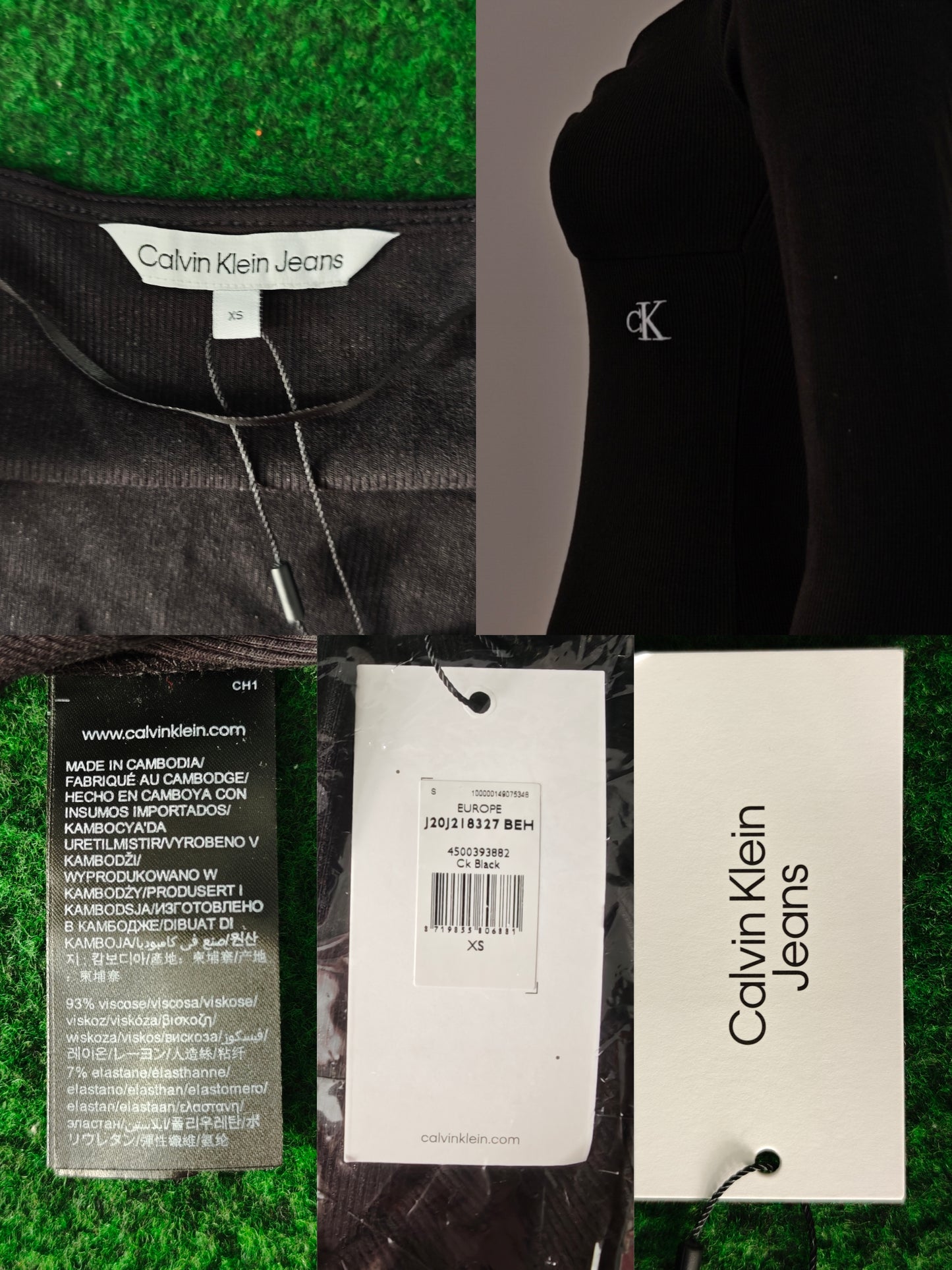 Haut noir à manches longues et décolleté froncéarque : Calvin Klein Jeans